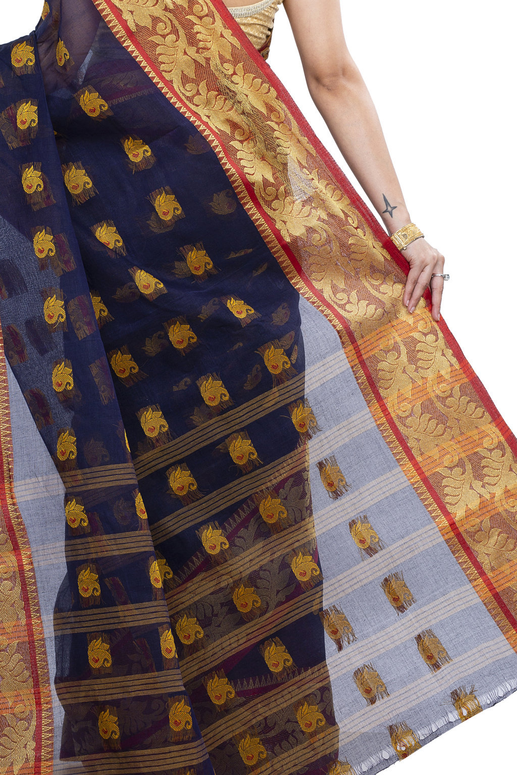 Naby Blue Pure Cotton HasFul Tant Saree (787)